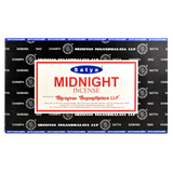 Satya Midnight Incense 12-pack, compact and portable, vibrant packaging, front view