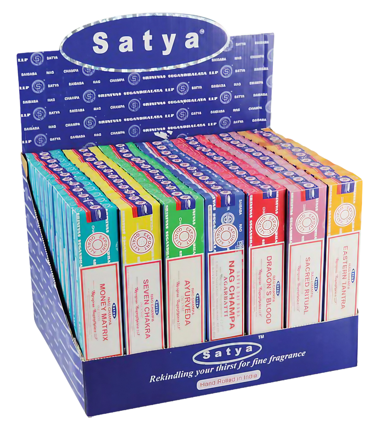 Assorted Satya Incense VFM 1 Series 84 Pack Display Front View - Compact Home Decor