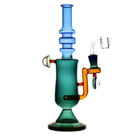 Teal Borosilicate Glass Dab Rig with 14mm Joint for Concentrates, Front View