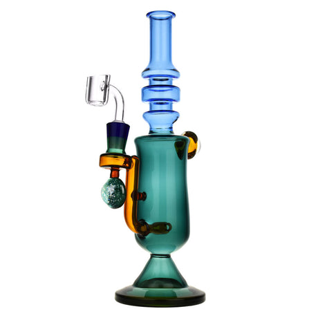 Teal Borosilicate Glass Cocktail Glass Rig for Concentrates, 11" with 14mm Joint - Front View