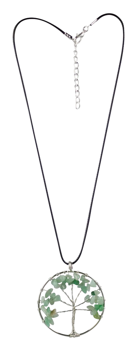Elegant Tree of Life Necklace with Semi Precious Gem Leaves on a 17.5" Chain