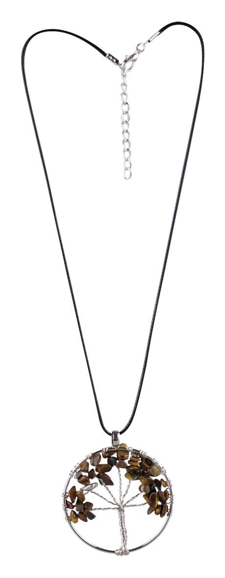 Elegant Tree of Life Necklace with Semi-Precious Gemstones on a 17.5" Chain
