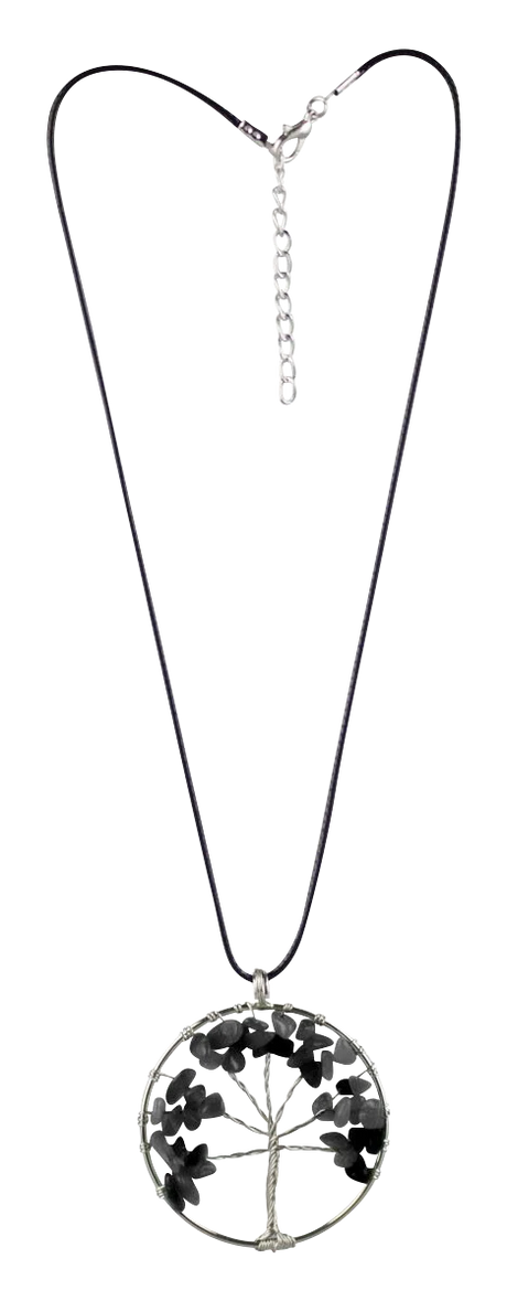Elegant Semi Precious Gem Tree of Life Necklace on a 17.5" Chain - Front View