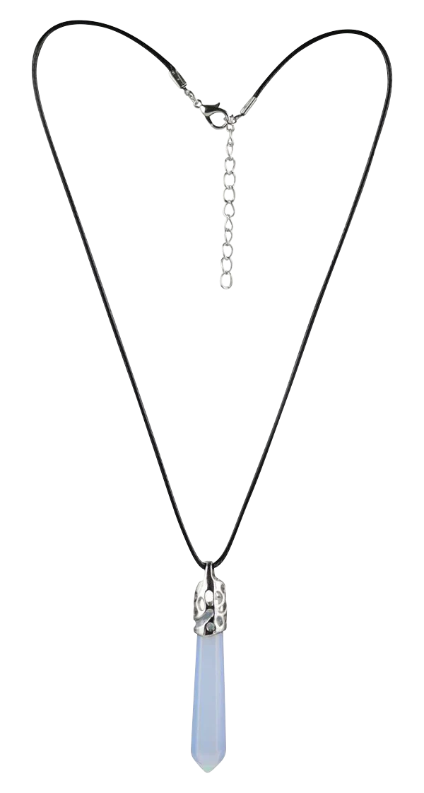 Elegant 18" Semi Precious Gemstone Necklace with a blue stone pendant on a seamless white background