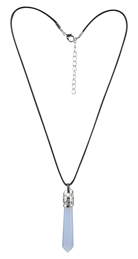 Elegant 18" Semi Precious Gemstone Necklace with a blue stone pendant on a seamless white background