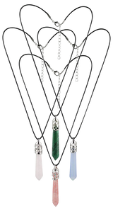 Variety of Semi Precious Gemstone Necklaces with 18" Chains Displayed on White Background