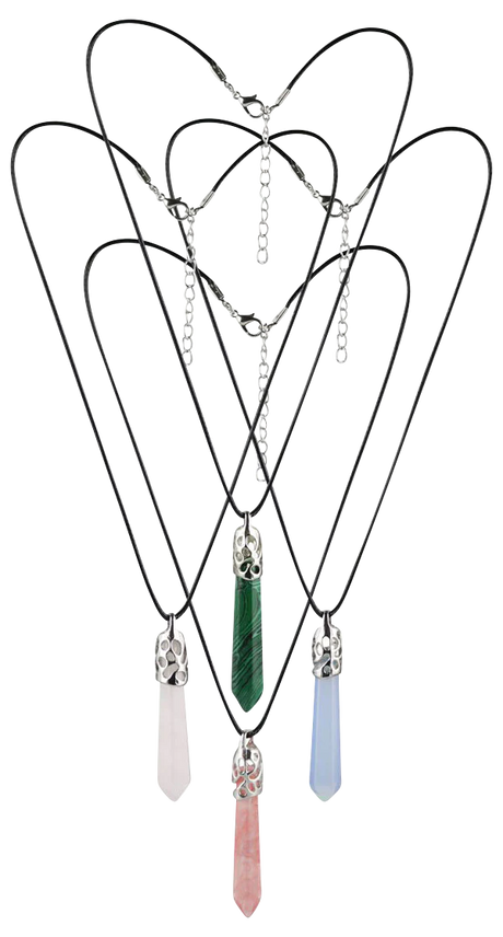 Variety of Semi Precious Gemstone Necklaces with 18" Chains Displayed on White Background