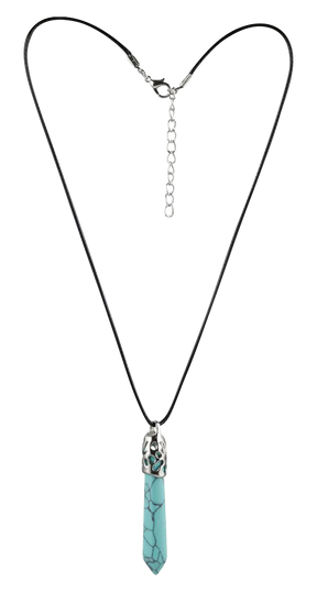Elegant 18" Semi Precious Gemstone Necklace with a turquoise pendant on a seamless white background