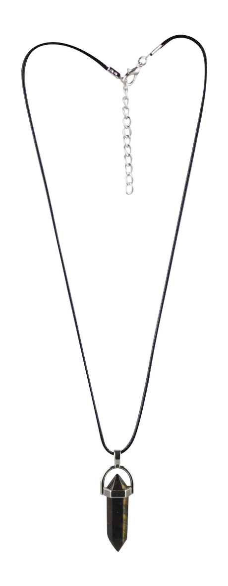 Chic Semi Precious Stone Pendant on 17.5" Black Chain - Front View