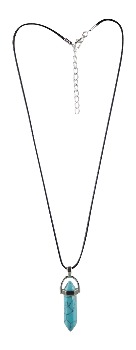 Chic Turquoise Gemstone Pendant Necklace on a Silver Chain - Front View