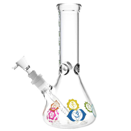 Seven Chakras Beaker Glass Water Pipe with Slit-Diffuser Percolator - Front View