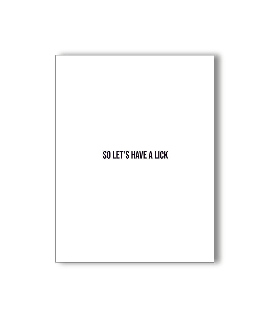 KKARDS Sick Dick Card with text 'SO LET'S HAVE A LICK' - Front View