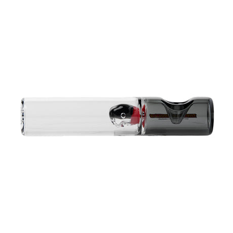 MJ Arsenal The Steamrolla hand pipe side view with clear glass and black accents