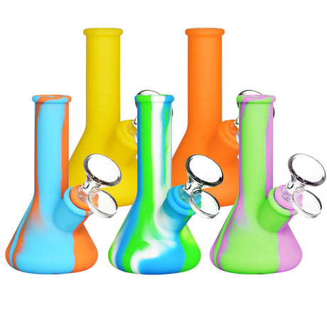 Colorful Silicone Beaker Travel Bongs - Lil' Doink - Front View with 45 Degree Joints