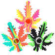 Assorted colors Silicone Hemp Leaf Hand Pipes, compact and portable design, top view