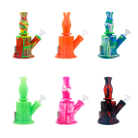 Assorted Silicone 3-in-1 Water Pipes with Titanium Nail for Dry Herbs, Front View