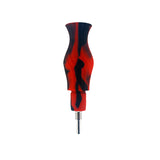 Silicone Multifunction Water Pipe in red with titanium nail, 45-degree joint, side view on white background