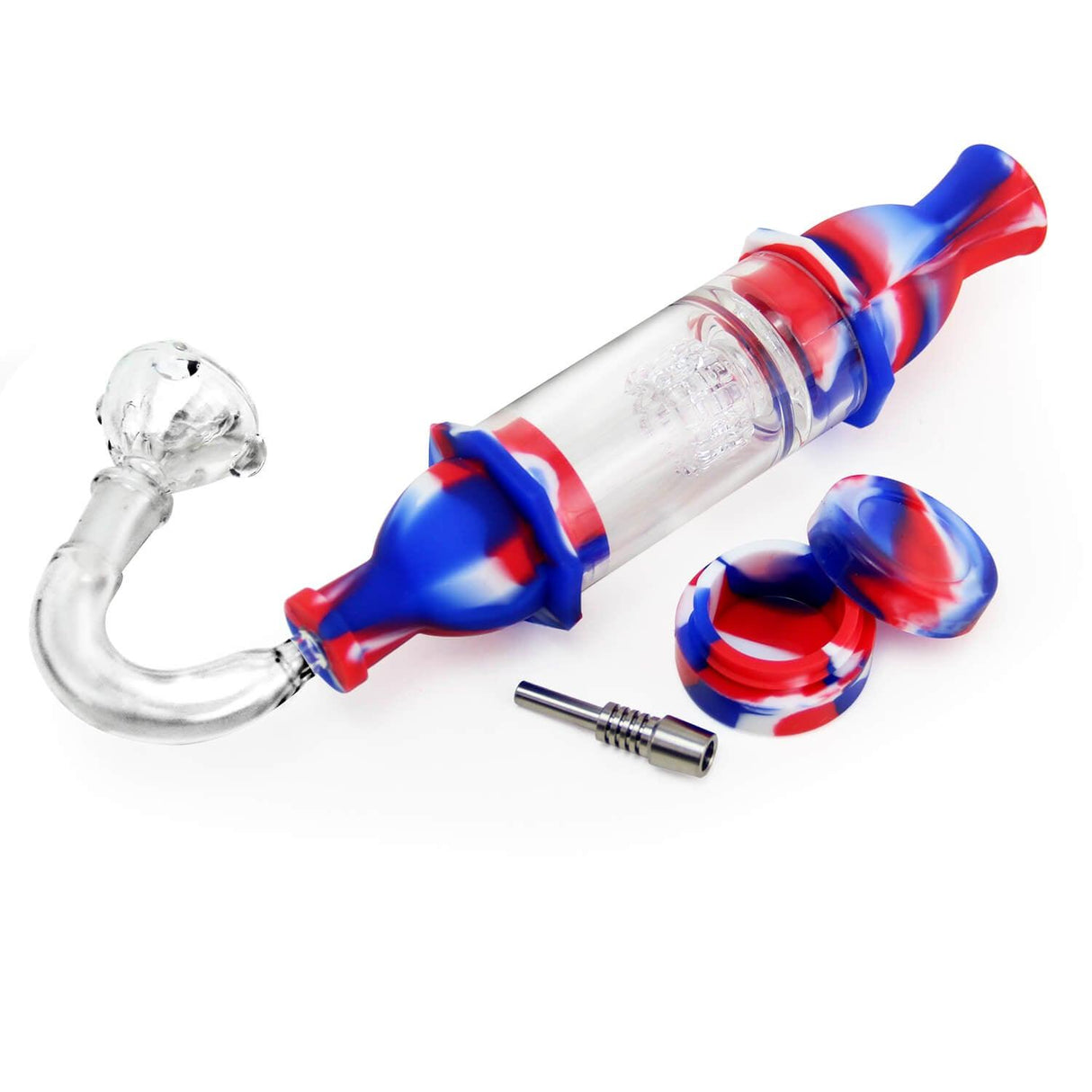 PILOT DIARY Silicone Glass Dab Straw Kit in Red and Blue with Accessories