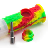 PILOT DIARY Silicone Honeycomb Honey Straw 7" in Rasta Colors with Titanium Tip