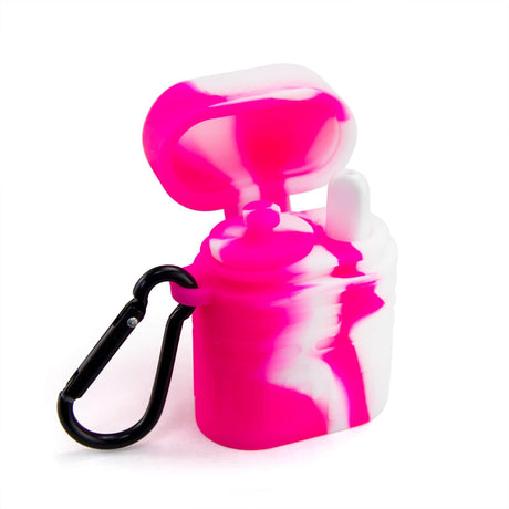 PILOT DIARY Silicone Dugout One Hitter Set in Pink with Carabiner Clip, Front View