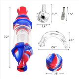 PILOT DIARY Silicone Glass Dab Straw Kit with red and blue swirl design, disassembled view.