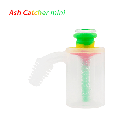 Waxmaid Mini Silicone Ash Catcher in Rasta colors with clear body and green top