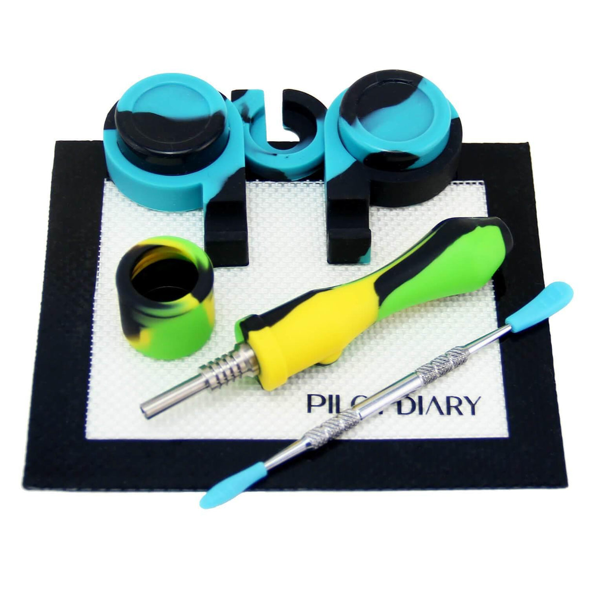 PILOT DIARY Silicone Mini Dab Kit for Concentrates, Portable with Accessories - Top View