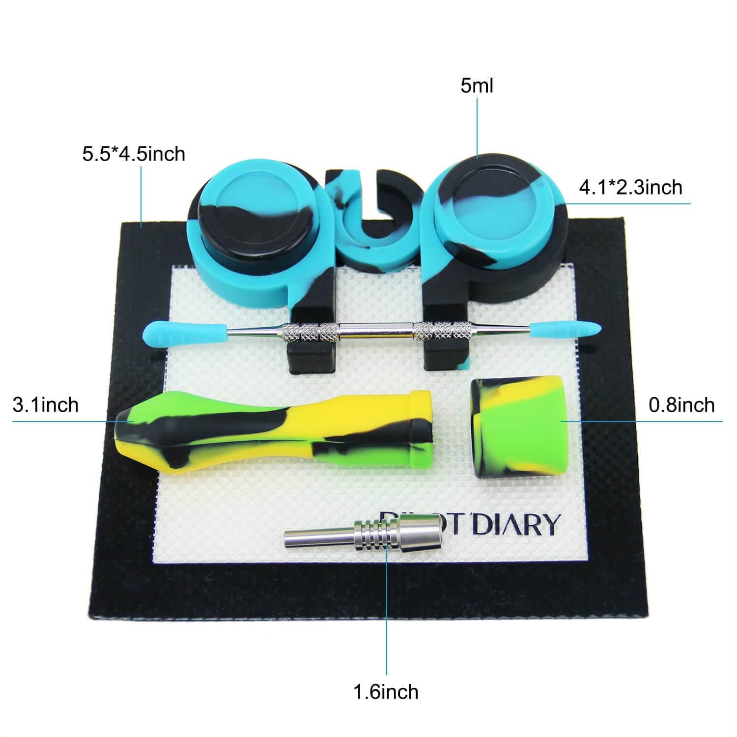 PILOT DIARY Mini Honey Straw Dab Kit with Silicone Containers and Metal Tool, Top View