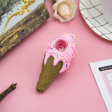 PILOT DIARY Silicone Ice Cream Pipe in Pink - Novelty Smoking Accessory on Pink Background