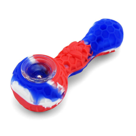 Pilot Diary Silicone Pipe in Red, White, and Blue with Glass Bowl - Top View