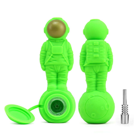 PILOT DIARY Astronaut Silicone Honey Straw - Front and Back View with Cap and Dab Tool