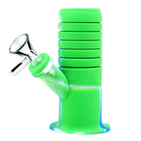 PILOT DIARY Collapsible Silicone Bong in Green - Front View with Metal Bowl
