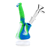 PILOT DIARY Silicone Beaker Bong in Blue and Green - Front View with Detachable Bowl