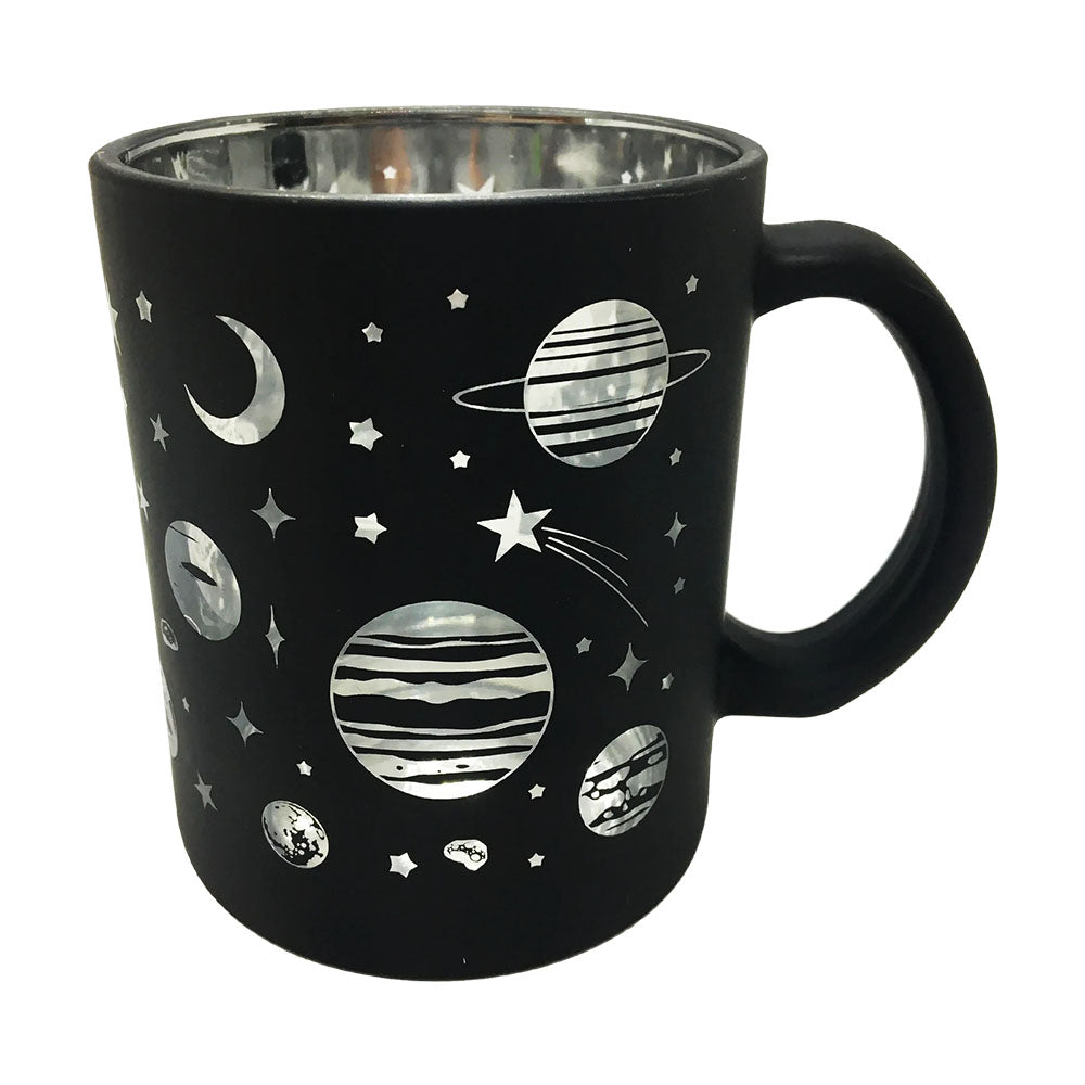 Silver Galaxy Metallic Glass Coffee Mug, 16oz - Front View on White Background