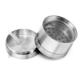 PILOT DIARY Mandala Grinder Silver with fine mesh screen, open view on white background