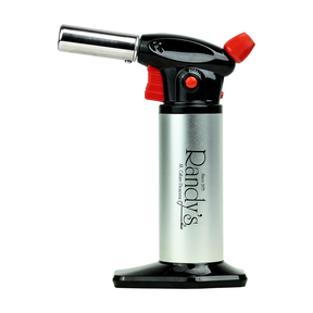 Randy's High-Intensity Butane Torch in Silver with Lock Feature for Dab Rigs - Front View
