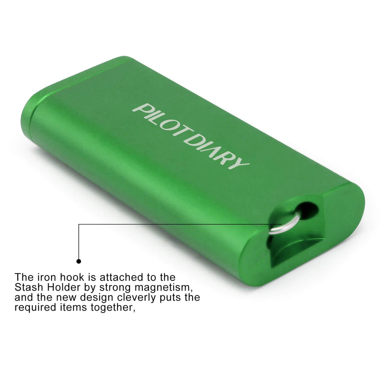 PILOT DIARY Metal Dugout One Hitter in Green - Angled View with Magnetic Closure