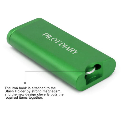 PILOT DIARY Metal Dugout One Hitter in Green - Angled View with Magnetic Closure