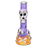 14" Skull & Bones 3D Painted Beaker Water Pipe with Borosilicate Glass - Front View