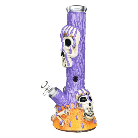 Skull & Bones 3D Painted Beaker Water Pipe, 14", Borosilicate Glass, Front View