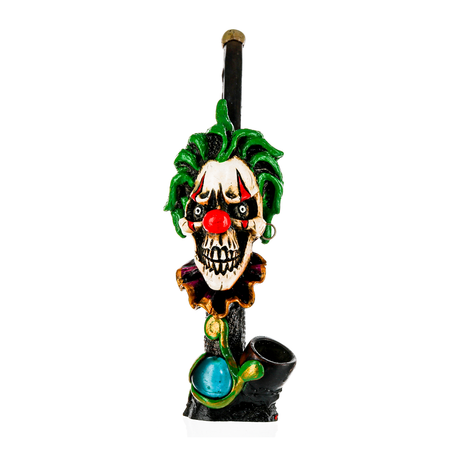 Medusa Customs Hand Carved Clown Pipe - Front View with Intricate Details