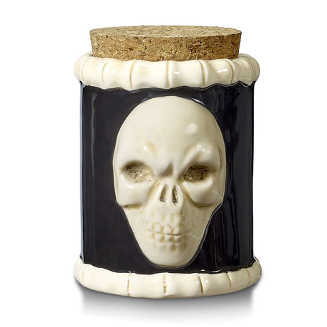 Fantasy Ceramic Skull Stash Jar, Front View, with Cork Lid - Ideal for Home Decor