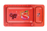 Skunk Brand Rolling Tray in Red with Cherry Pie Design - Compact and Portable