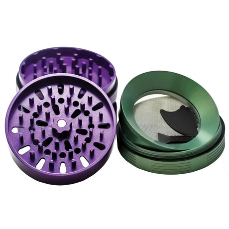 SLX BFG 88 Ceramic Coated Grinder in purple and green, 4-part design, portable with deep bowl for dry herbs