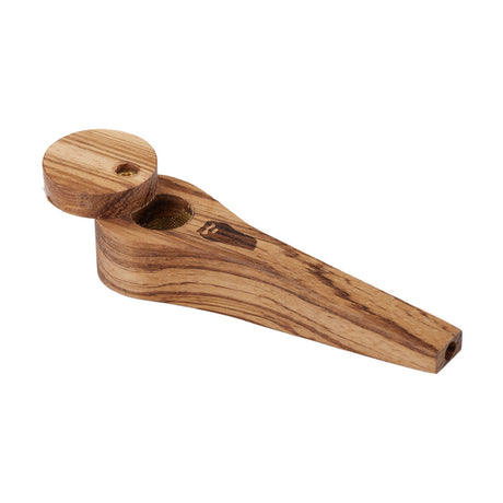 Exotic Wooden Hand Pipe by Bearded Distribution, 4" with Lid & Brass Screen, Top View