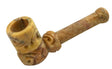 Small Carved Marble Stone Pipe, Portable 3" Hand Pipe for Dry Herbs, Side View