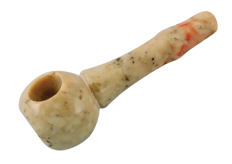 3" Small Marble Stone Pipe with a spoon design, perfect for dry herbs, side view on white background