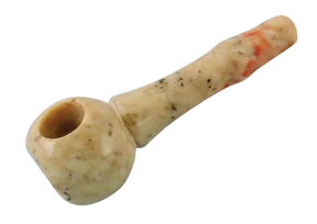 3" Small Marble Stone Pipe with a spoon design, perfect for dry herbs, side view on white background