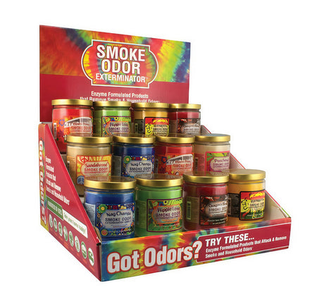 Assorted Smoke Odor Exterminator Candles in Retro Mix, 13 oz 12 Pack Display Box