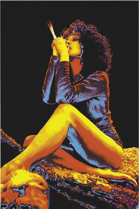 UV Reactive Smoking Woman Blacklight Poster, 24" x 36" with vibrant color contrast